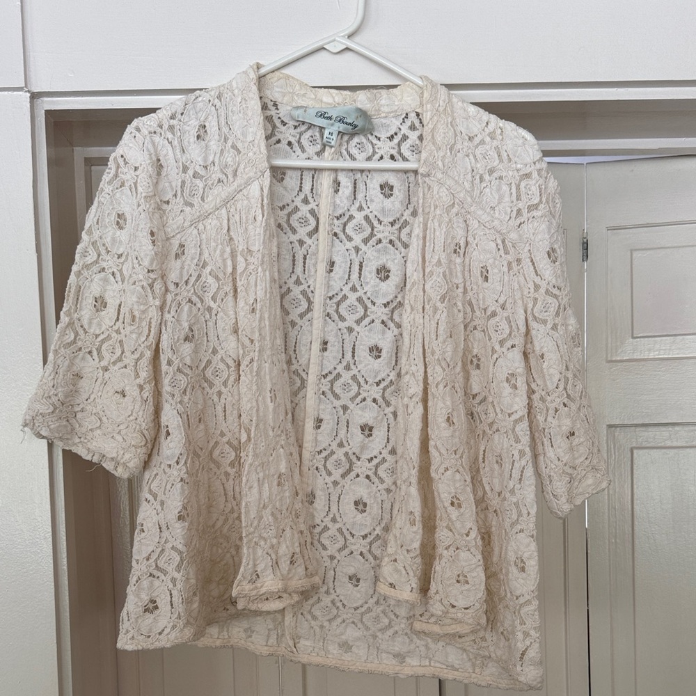 Beth Bowley Cream Lace Open Cardigan